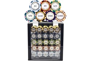 MRC POKER 1000pcs 14 Gram Clay Poker Chips Set Monte Carlo Poker Club Design Acrylic Case and Tray