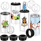 Baderke 4 Pack Sublimation Can Cooler Blank Sublimation Can Holder Stainless Steel Insulated Can Cooler Sublimation Tumbler Beer Can Cooler for Travel Birthday Graduation Mother's Day DIY Gifts(16oz)
