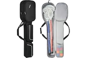 Jaffzora Lacrosse Stick Bag (Up to 46in), Lacrosse Carrying Case for Men Women, Lacrosse Equipment Bag with Shoe Compartment Up to US Men Size 16