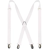 RBOCOTT Mens Solid Color Suspender with 4 Clips Adjustable Braces