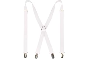RBOCOTT Mens Solid Color Suspender with 4 Clips Adjustable Braces