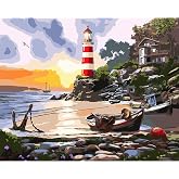 MOGTAA Oceano Diamond Painting Kit – Faro E Barca, 30x40 Cm, 5D Completo Per Adulti E Bambini