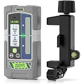 Huepar Pro Laser Detector, LCD &amp; LED Laser Receiver LR300 for Laser Level -Green&amp;Red Beams Outdoor, Compatible with Huepar &amp; Pro Laser Levels with Pulse Mode, Up to 660Ft, IP65, Magnet, Clamp Included