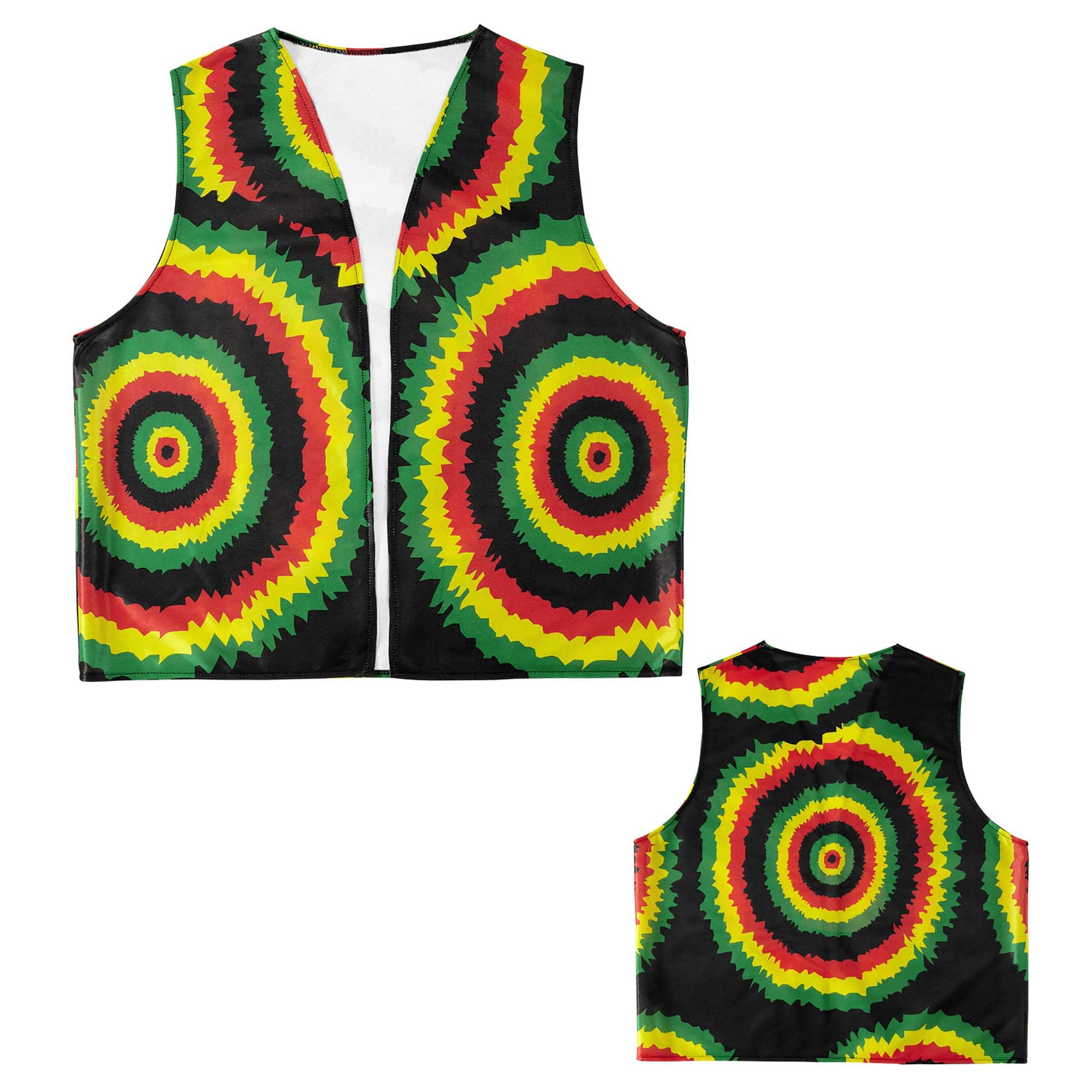W WIDMANN MILANO Party Fashion - Rastafarian Vest Adult Unisex, Carnival, Jamaicans, Jamaica, Reggae, Celebrities, Rockstars, Pop Stars, Theme Parties