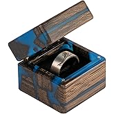 RWA Unique Ring Box - Blue Engagement Ring Boxes - Handmade Ring Holder - Epoxy Wood Rings Display Case Organizer for Women, Men - Exquisite Handcrafted Design for Wedding Proposal (Muse, blue)