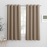 PONY DANCE Mocha Blackout Eyelet Curtains 2 Panels 46x60 Thermal Insulated