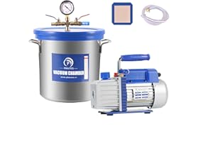 P PBAUTOS 3 Gallon Vacuum Chamber with Pump, with Two Rubber Seals, Stainless Steel Vacuum Degassing Chamber Kit with 4CFM 1/3HP Single Stage Vacuum Pump Without Oil, Not for Wood Stabilizing