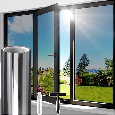 Lifetree One Way Window Film Privacy Heat Reflective Mirror 44.5x200cm Black