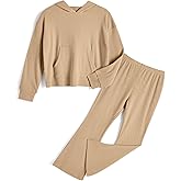 LIONJIE Girls' Clothing Sets Long Sleeve Crop Tops Hoodies and Flare Sweatpants Outfits Size 4-13 Years Old