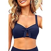 Tempt Me Women Bikini Tops Push Up Swim Top Front Tie Knot Bathing Suit Top Only