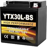 Daakmax YTX30L-BS 12V 30Ah AGM Sealed Motorcycle Battery, Maintenance-Free, Compatible with ETX30L-BS Harley Davidson, Polaris Sportsman, ATV UTV Snowmobile