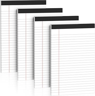 Nichela 5" x 8" Note Pads 4 Pack of Legal Pads 21lb Notepad College Ruled Legal Pad 30 Sheets Perforated Small Writing Pads Double-Side Printed Pad of Paper for School, College, Office