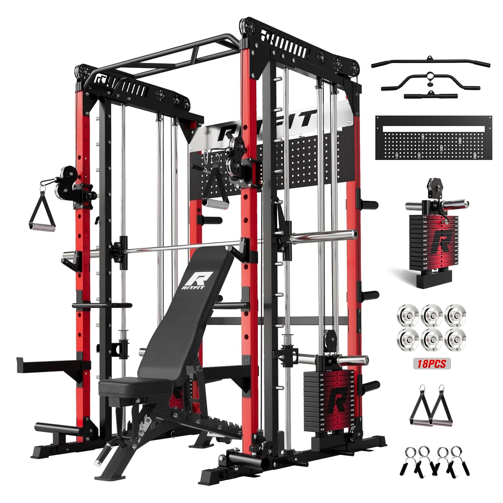 RitFit M1 Pro Smith Machine with Weight Stack Package Power Cage Home Gym