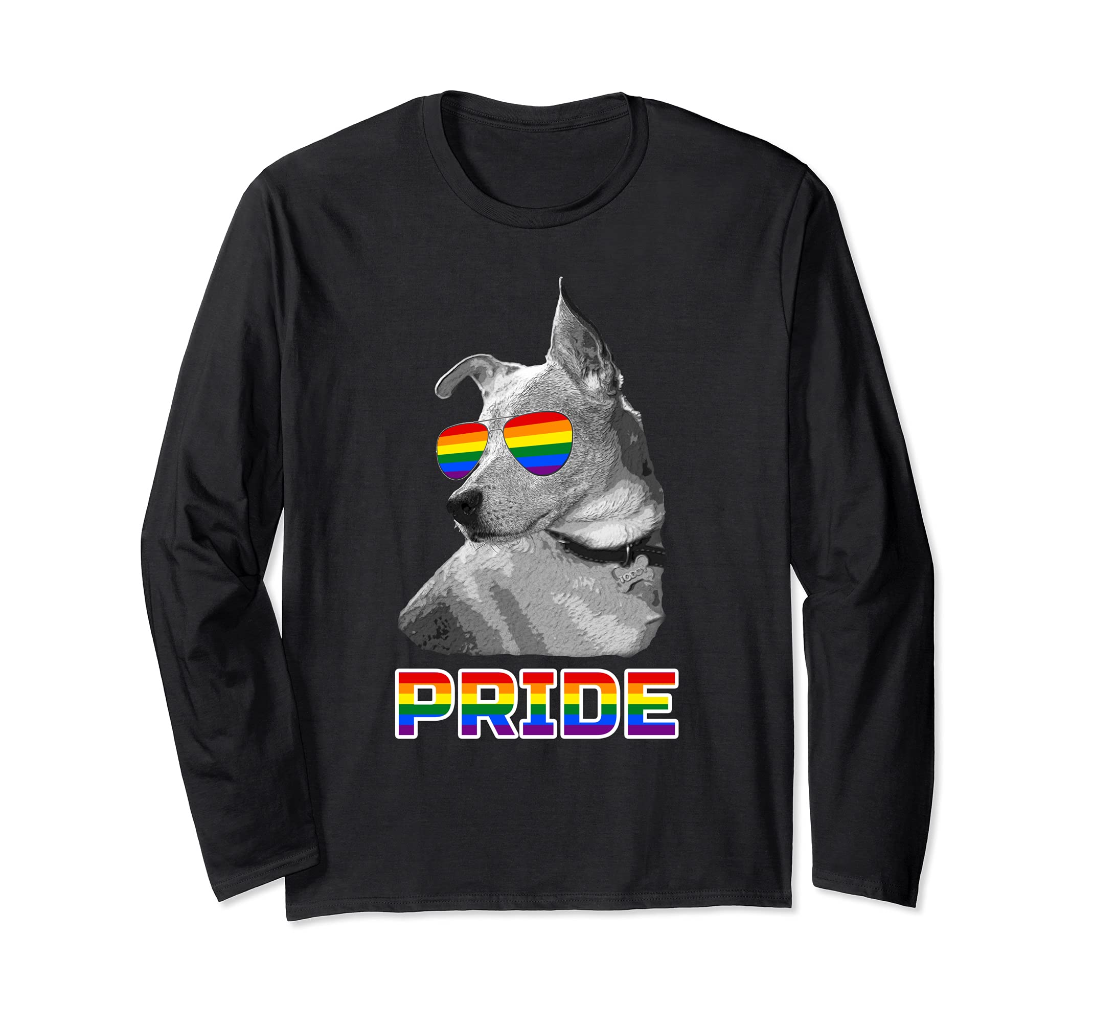 Dog Pride Gay Lesbian LGBT Awareness Rainbow Flag Long Sleeve T-Shirt