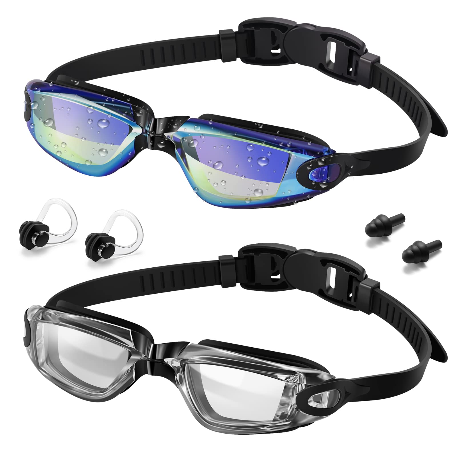 Vatefery Kids Swimming Goggles 2-Pack Swimming goggles kids 6-14,UV Protection,Anti-Fog,No Leaking kids goggles for Children, Boys, Girls, Junior and Teens