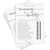 Baby Shower Games - 50 Mommy or Daddy Baby Shower Game Cards, Boy or Girl, Gender Neutral - Minimalist
