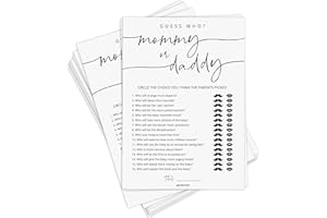 GardenCity 50 Guess Who Mommy or Daddy Game Cards, Fun Baby Shower Games for Boy or Girl, Gender Neutral - Minimalist