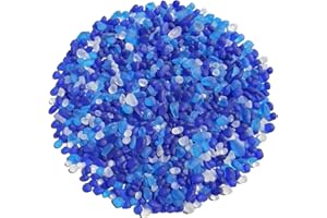 QYGL Sea Glass Stones - 0.9LB Frosted Glass Pebbles Gemstones - Perfect for Aquarium Rocks, Fish Tank Gravel, Vase Fillers, DIY Crafts, and Home Decor (Cobalt Blue, Aquamarine, White)