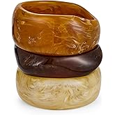 HUAYUNFANG Chunky Resin Bracelet for Women Vintage Tortoiseshell Resin Bangle Bracelets Set Wide Acetate Wristband Acrylic Bracelet Statement Jewelry