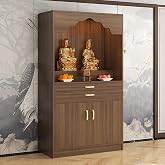 OQTUHWM Altar Table, Wood Meditation Prayer Table, Chinese Feng Shui Buddhist Altar Cabinet, Pooja Cabinet for Home or Temple Worship