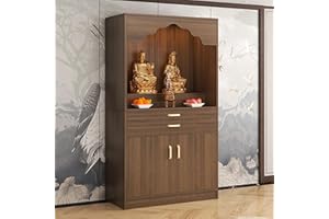 OQTUHWM Altar Table, Solid Wood Meditation Prayer Table, Chinese Feng Shui Buddhist Altar Cabinet, Pooja Cabinet for Home or Temple Worship