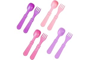 Re-Play Toddler Forks and Spoons Set - 4x4 Utensils Set for Kids - Dishwasher and Microwave Safe - Made in USA - Pack of 8-5.8" x 1.2" x 0.2" - Princess