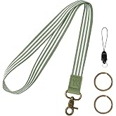 YANTHKEY Lanyards for ID Badges &amp; Keys, Long Neck Teacher Lanyard for Women Men, Keychain Lanyard Strap for Id Card Holder, Wallet (Olive Green)