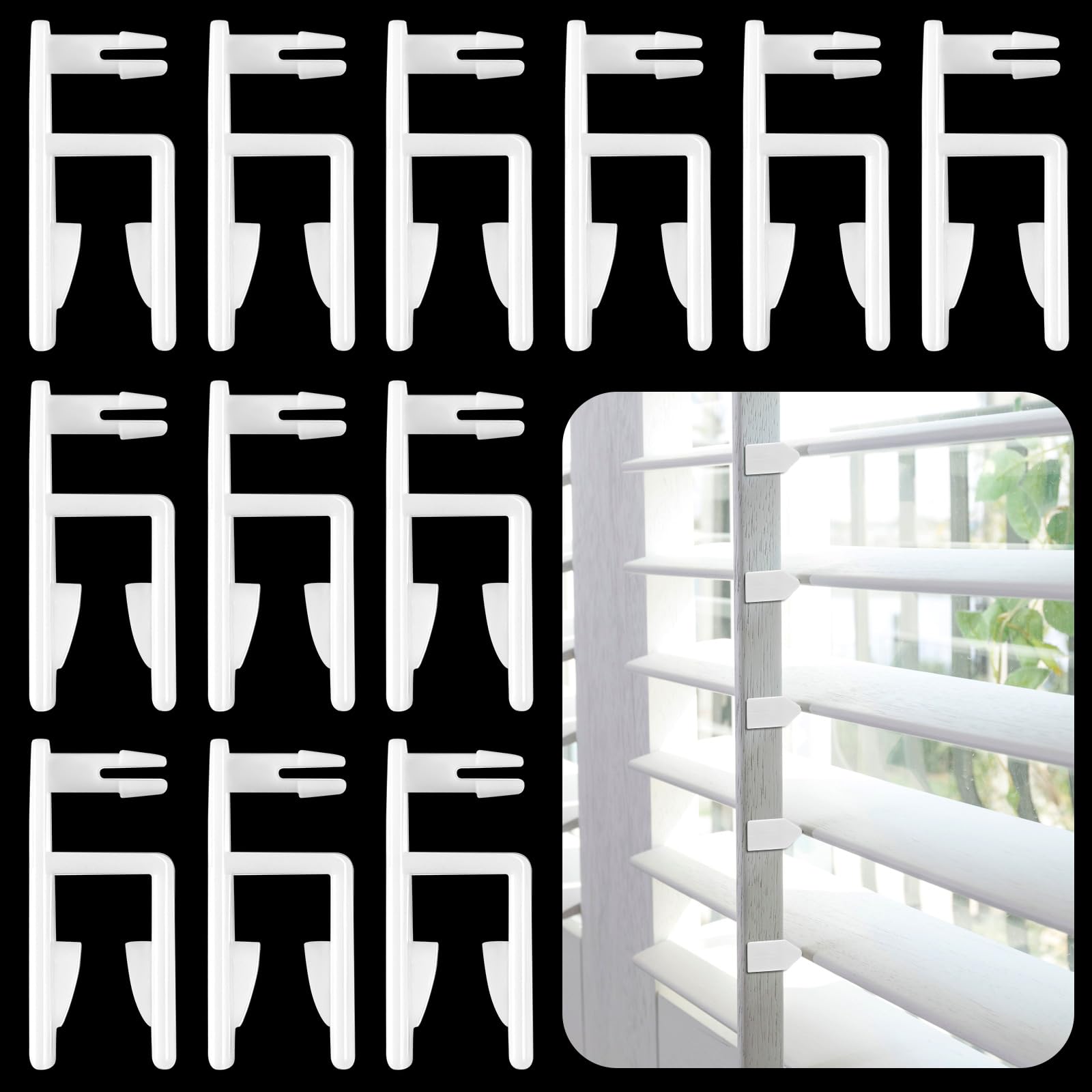 Photo 1 of Weysat 12 Pcs Shutter Repair Parts Connectors Replacement Parts Shutter Vane Repair Slider for Polysatin Vinyl Rear(1558 Rear Connector)