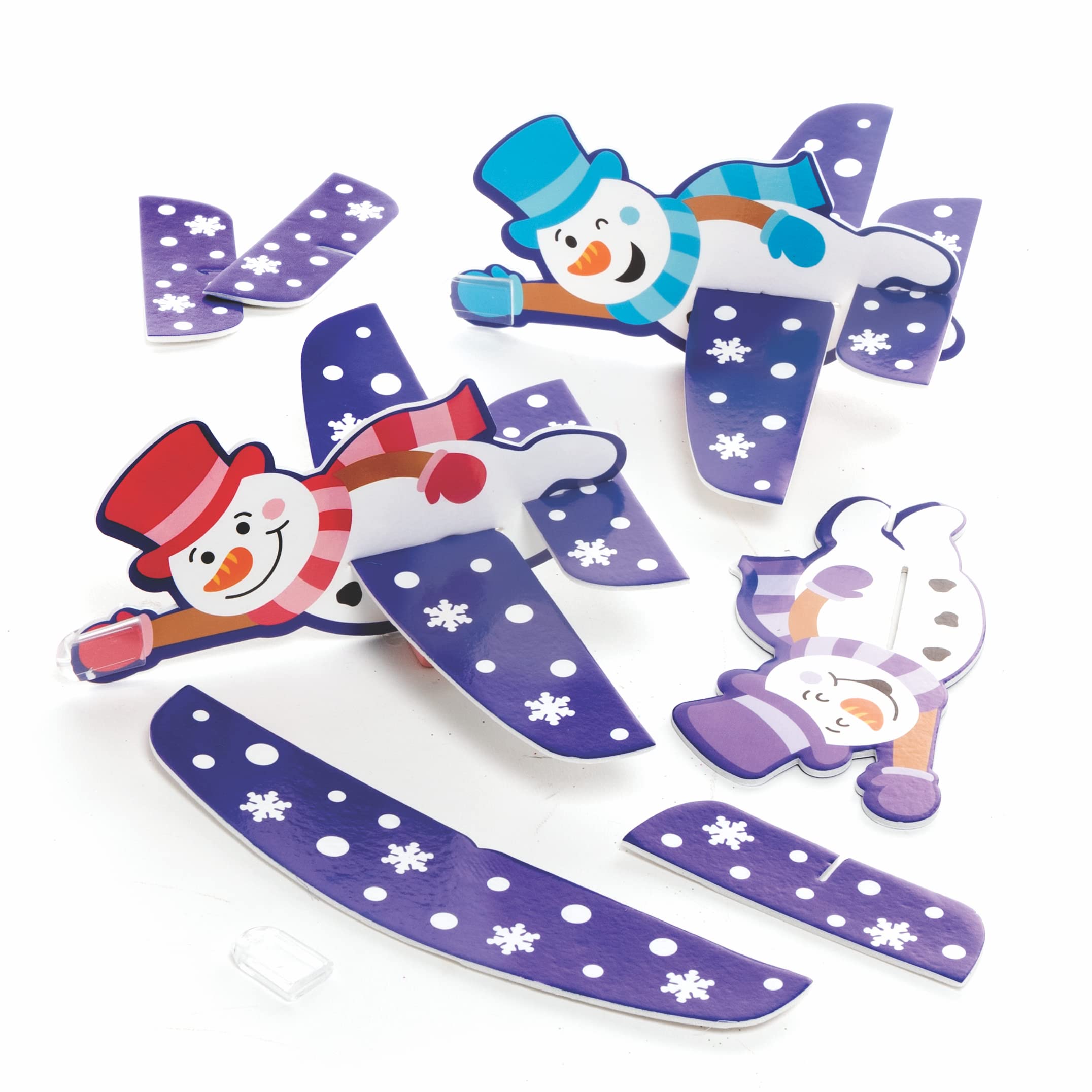 Baker Ross FC272 Jolly Snowman Flying Gliders - Pack of 8, Gliders for Kids, Novelty Toys, Ideal Kids Party Bags and Small Toys for Children