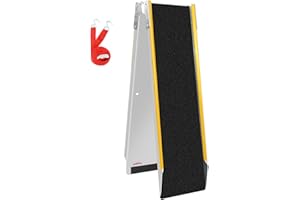 Ruedamann 71" Aluminum Loading Ramps for Pickup Trucks Trailers, Folding Motorcycle Ramp, 600Lbs Capacity, Snowmobile Ramp, ATV Truck Ramps for Dirt Bike, Tractor, Tailgate Bed, Usable Width 8.5", 1PC