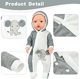 Aolso Baby Doll Clothes 14-18 Inch Hooded Jumpsuit with Coat Hanger Elephant view 3