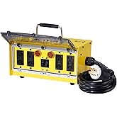 YARWELL Upgraded 30-Amp Power Distribution Box, Spider Box Electrical 125/250V, 8x20A Outlets, Dual Voltage/Current Display, Twist-Lock, Dustproof & Waterproof Covers, GFCI, ETL, OSHA, NEC