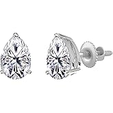ALLORYA Solitaire Stud Earrings Pear Moissanite or Lab Grown 1.00 Cttw Diamond for Women in 925 Sterling Silver