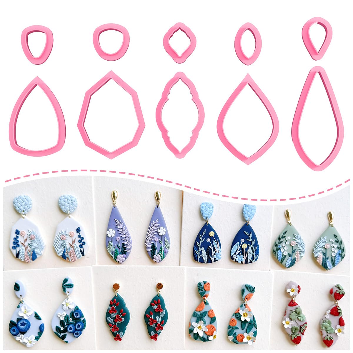 Keoker 10 Organic Shape Clay Earring Cutters, Clay Cutters for Polymer Clay Jewelry, Earring Cutters for Polymer Clay (B)