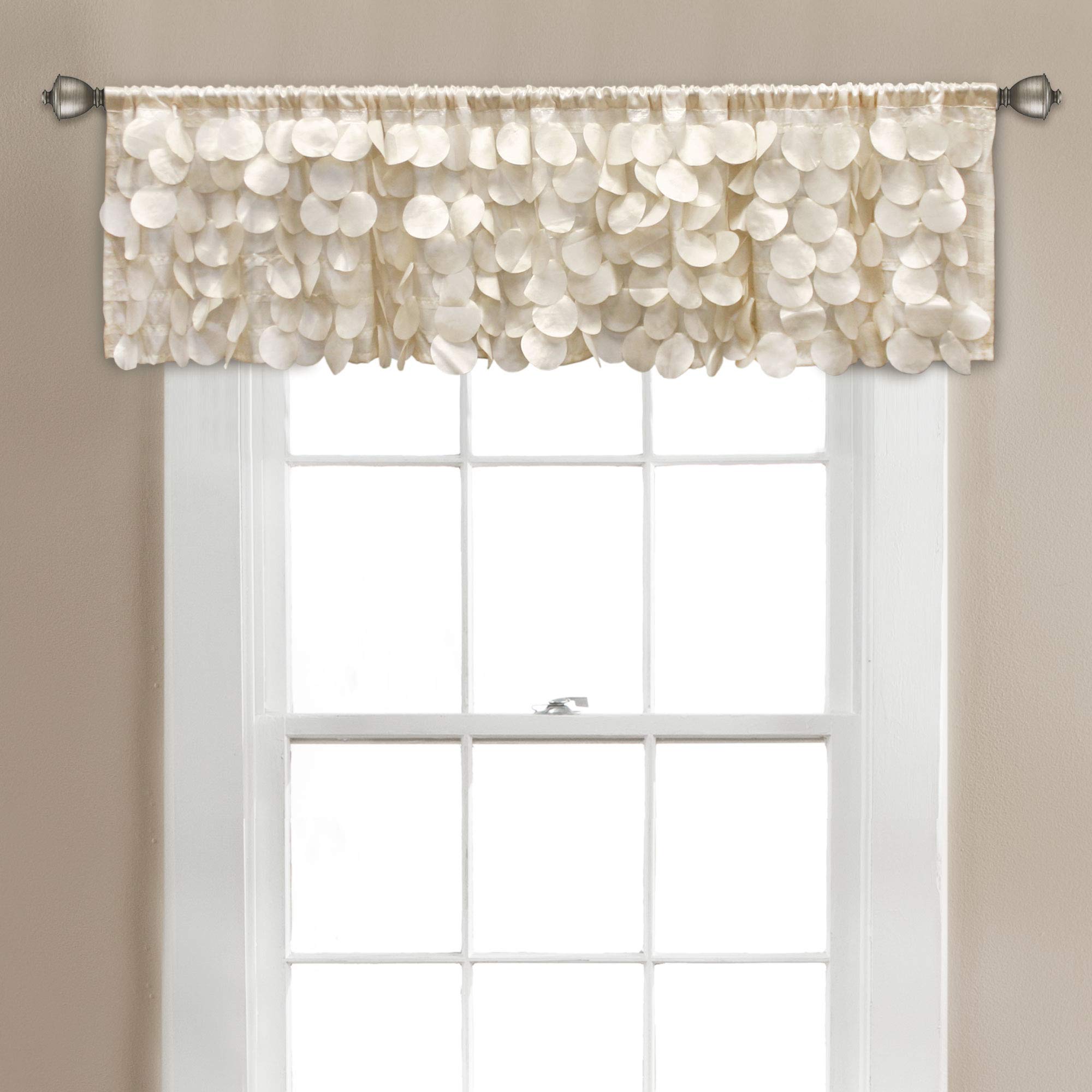 Lush Decor, Blush Gigi Valance Textured Window Kitchen Curtain, Ivory, 14" x 70"