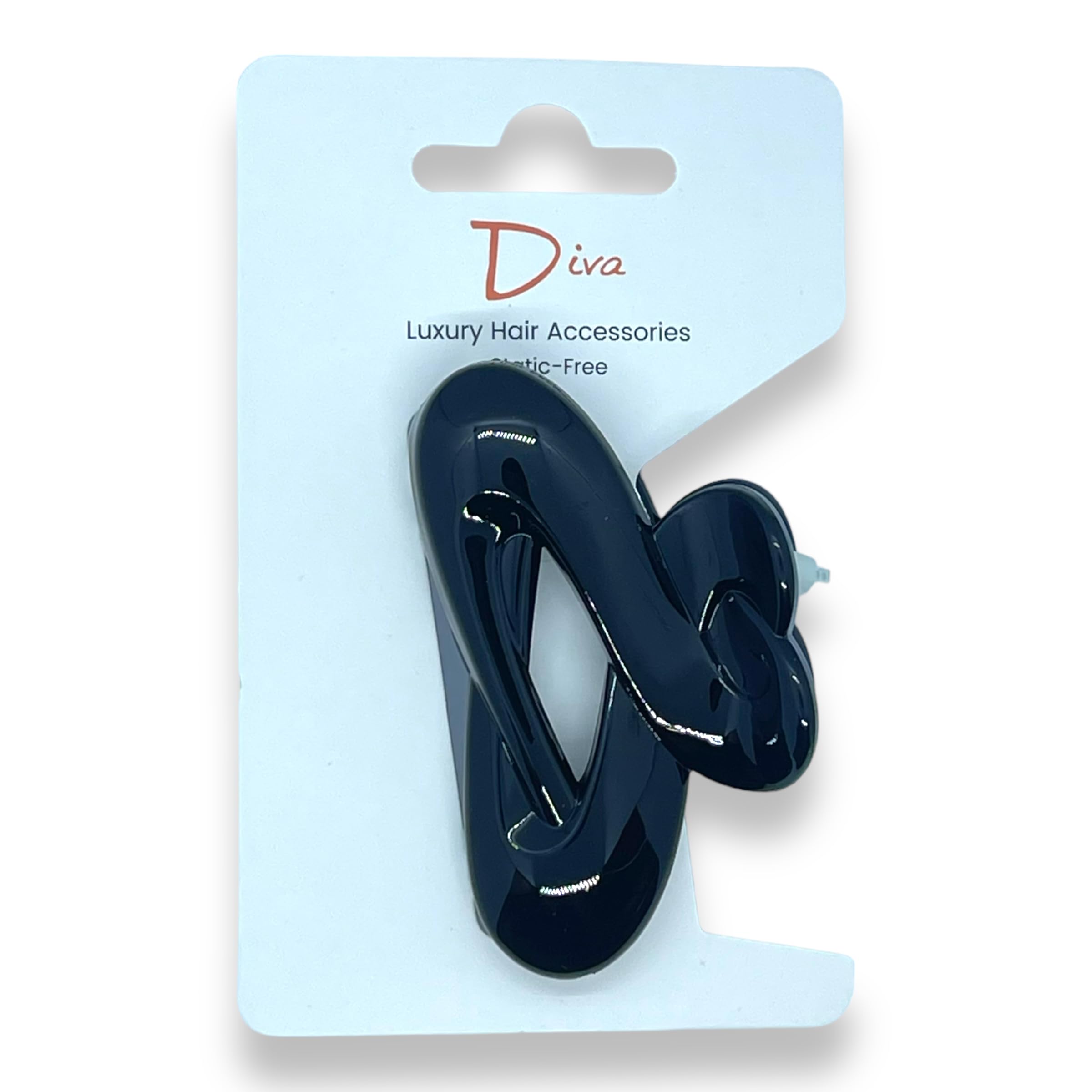 Diva Intertwined Elegant & Premium Hair Claw Clip | For All Hair Types Thick & Thin | Quality Materials | Chic & Fashionable | Secure Hold (Black, 6 CM / 2.4 INCH)