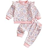 Sprifallbaby Baby Girl Easter Outfits Bunny Eggs Print Long Sleeve Sweatshirt Pants Set Toddler Infant Spring Clothes
