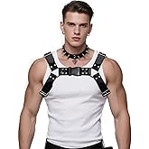 Handmade Punk Men's PU Leather Harness - Adjustable Straps with Alloy Buckles, Unique Gothic Fashion Accessory