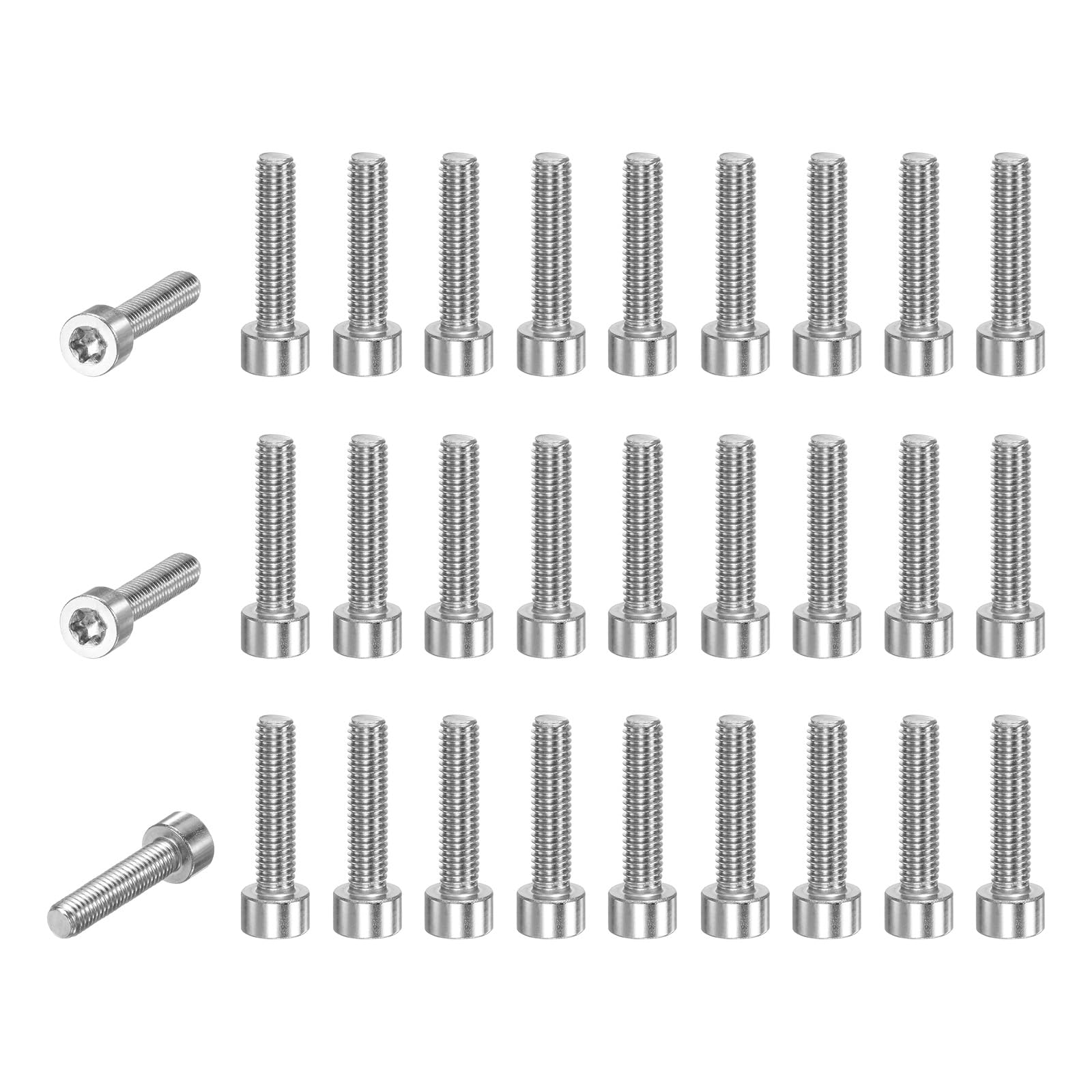 M METERXITY 30-Pack Torx Bolt Spline Screw T25 M5x20mm 0.8mm Pitch Cylindrical Head Plum Screws 304 Stainless Steel for String Trimmer Chainsaw/Light Bar Part Replacement [Silver]