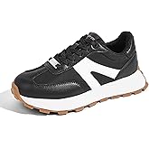 LUCKY STEP Women's Platform Fashion Sneakers Retro Classic Trainers Casual Lace-up Stylish Tennis Running Walking Shoes