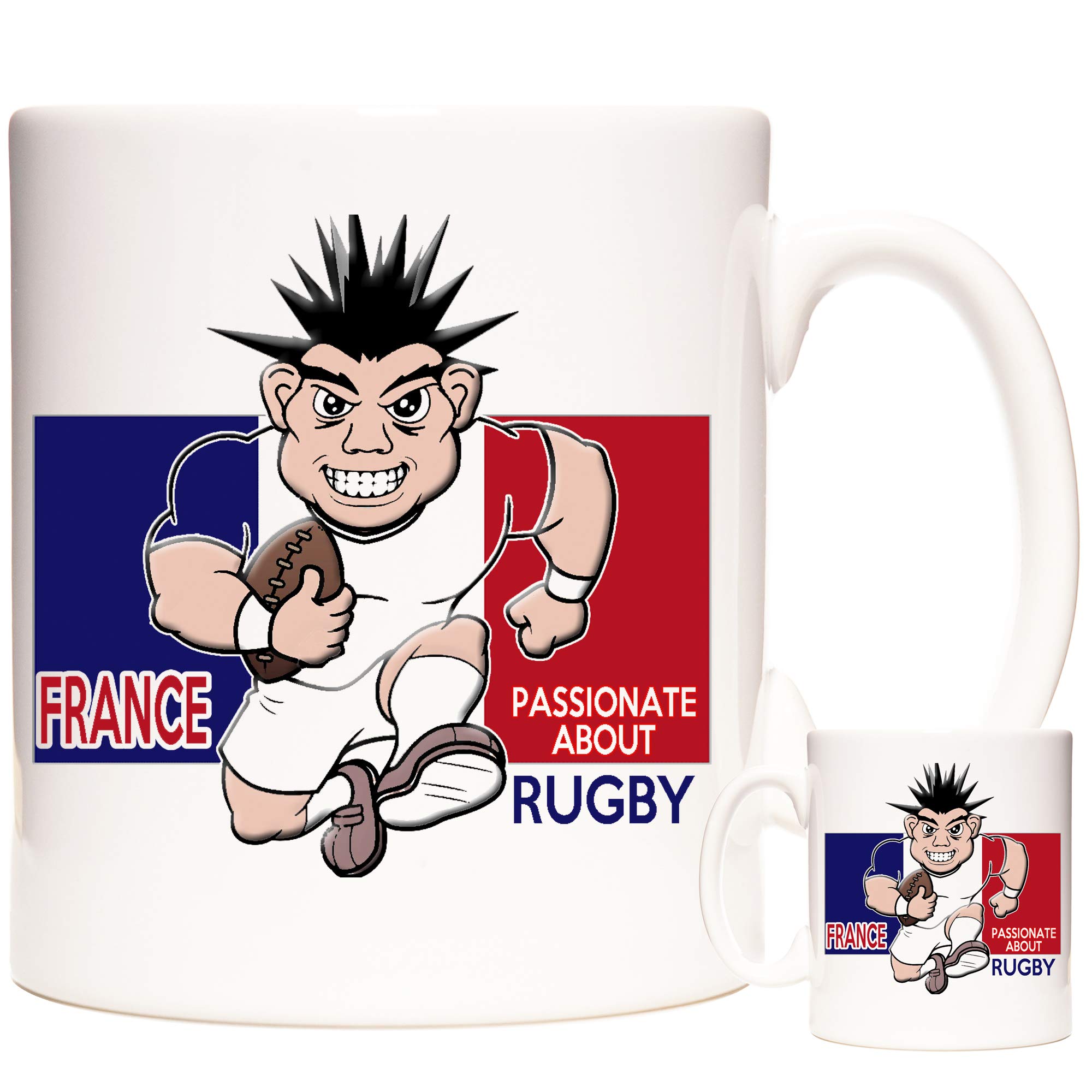 French Rugby Mug. France Passionate About Rugby. 11oz Ceramic Gift Mug for Fans of World Cup Rugby