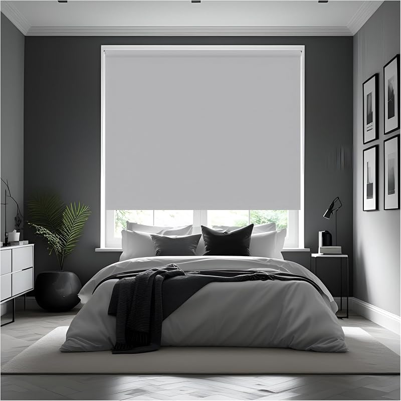 Generic Thermal Insulated Blackout Roller Blinds Grey 90x165 cm