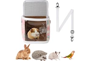 NOONEAU Guinea Pig Carrier Bag with Water Bottle，Travel Portable Small Animal Carrier Sling Pouch, Clear Window Carrier Backpack for Hamster Bunny Gerbil Hedgehog Sugar Glider Lizard Bird.(Pink)