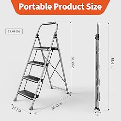 4 Step Ladder,DIAMONDFORGE Folding Step Stool with