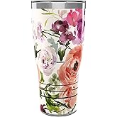 Tervis Traveler Kelly Ventura Floral Collection Heather Rose Triple Insulated Tumbler Travel Cup Keeps Drinks Cold & Hot, 30oz - Stainless Steel, Heather Rose
