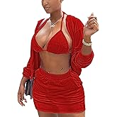MKQW Women Velvet 3 Piece Outfits Sweatsuits Cute Hoodie Shorts Top Y2K Casual Velour Tracksuit Set with Free Bra