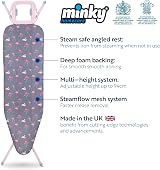Minky Large Ironing Board Flamingo Pink 122 x 38cm 94cm High view 2