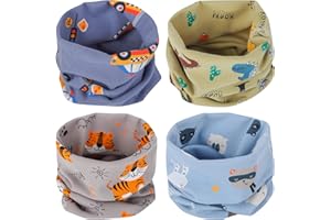 4 Pcs Kids Neck Scarves Girls Boys Warmer Cotton Scarves Winter Neck Scarf Cute Circle Collar Scarf Toddler Windproof
