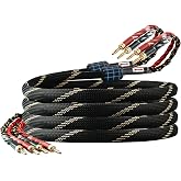 YYTCG 12 AWG 2Pack Speaker Cable with Banana Plugs for Audiophile 6.56ft/2m | 99.99% OFC Core, 24K Gold-Plated Plugs, Ferrite Cores, Speaker Wire with Connectors for Amplifiers, HiFi Home Theater