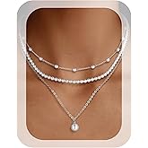 MJartoria Pearl Necklaces for Women, Dainty Layered Pearl Necklace Choker Trendy Jewelry Gifts for Wedding Birthdays Daily Wear
